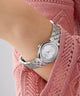 GW0839L4 GUESS Ladies Silver Tone Analog Watch watch on wrist