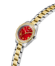 Two-tone watch with a red face on a white background lifestyle