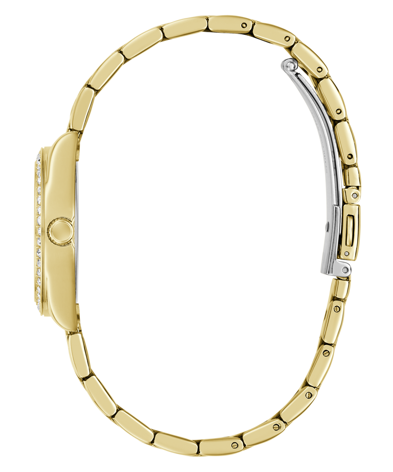 Gold watch strap on a white background