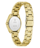 Gold watch with a visible brand logo on a white background
