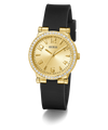 GW0844L1 GUESS Ladies Black Gold Tone Analog Watch angle