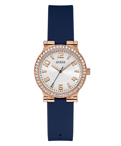 GW0844L3 GUESS Ladies Blue Rose Gold Tone Analog Watch