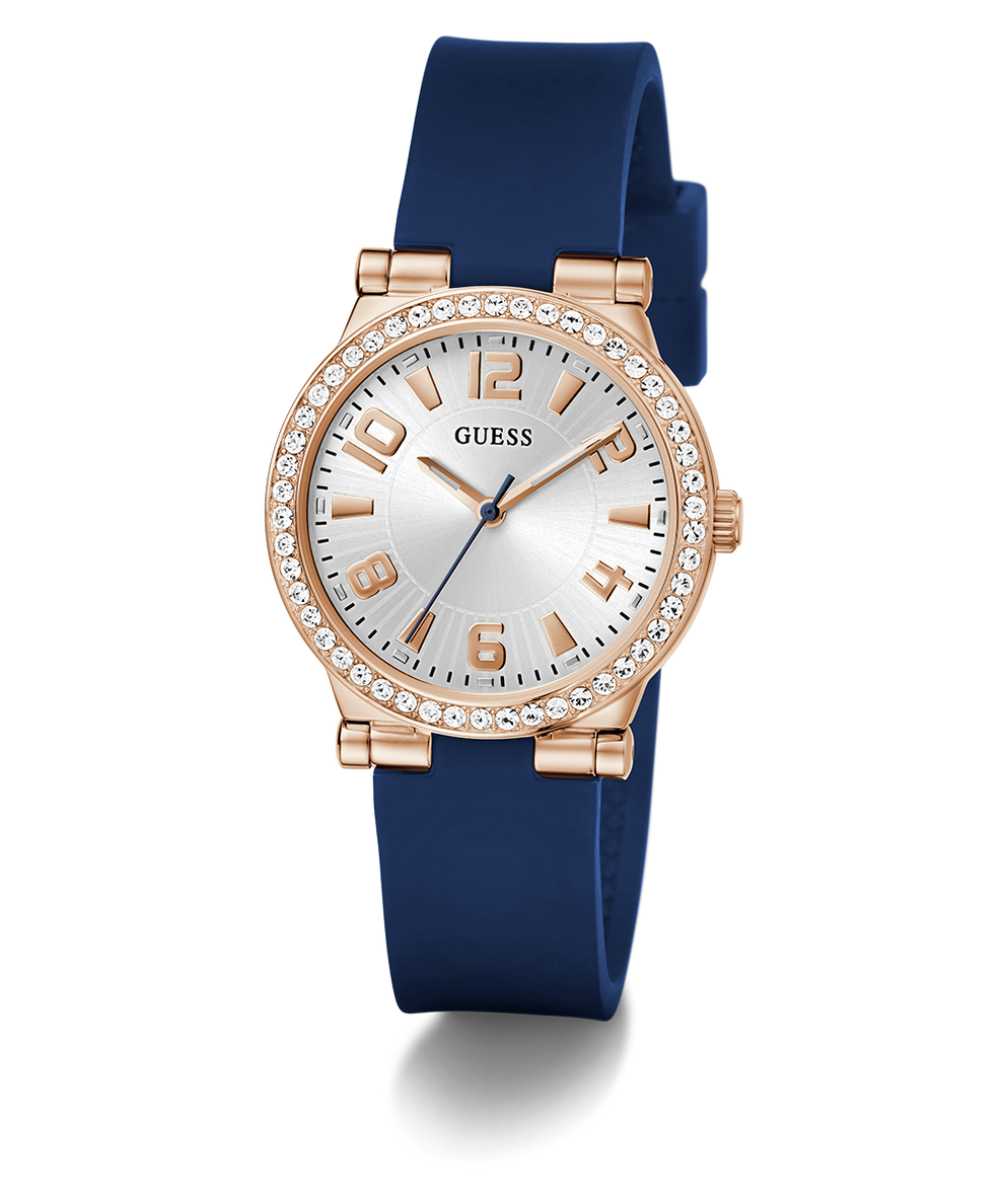 GW0844L3 GUESS Ladies Blue Rose Gold Tone Analog Watch angle