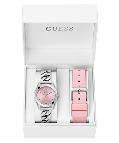 GW0845L1 GUESS Ladies Silver Tone Analog Watch in box