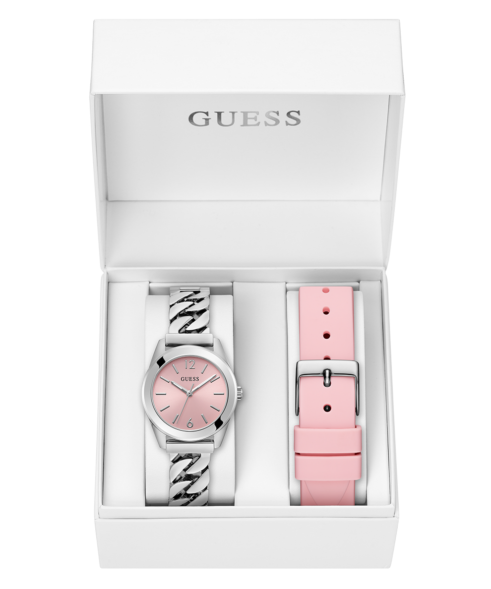 GW0845L1 GUESS Ladies Silver Tone Analog Watch in box