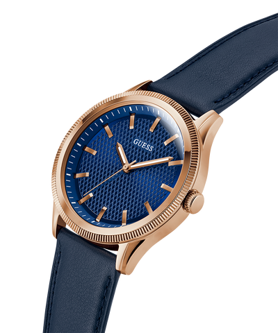 GW0846G2 GUESS Mens Navy Rose Gold Tone Analog Watch lifestyle angle