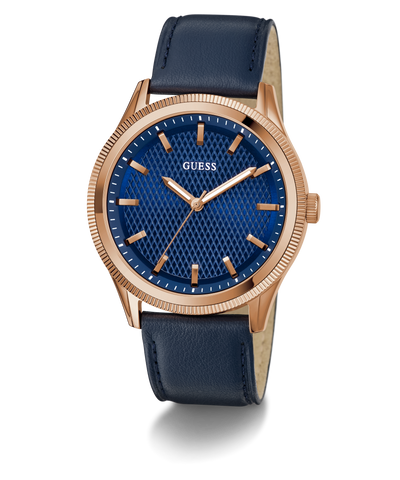 GW0846G2 GUESS Mens Navy Rose Gold Tone Analog Watch angle