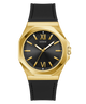 GW0850G2 GUESS Mens Black Gold Tone Analog Watch