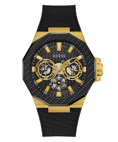 GW0853G2 GUESS Mens Black Gold Tone Multi-function Watch