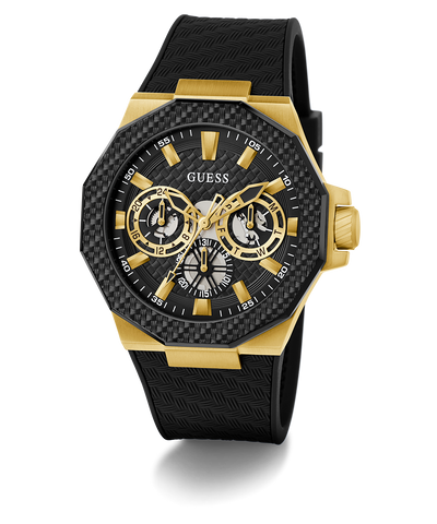 GW0853G2 GUESS Mens Black Gold Tone Multi-function Watch angle