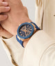 GW0853G3 GUESS Mens Blue Rose Gold Tone Multi-function Watch watch on wrist