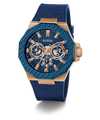 GW0853G3 GUESS Mens Blue Rose Gold Tone Multi-function Watch angle