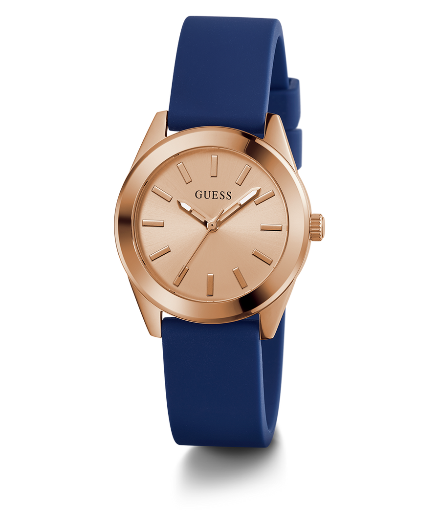 GW0855L1 GUESS Ladies Blue Rose Gold Tone Analog Watch angle