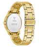 Gold GUESS Ladies Gold Tone Analog Watch with visible brand logo on a white background