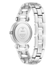 Silver watch with chain-like band on a white background