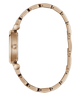 Rose gold metal watch band shown from the side profile against a solid white background.