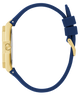 Watch with gold case and blue strap on a white background GW0872L4