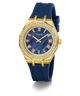 Gold and blue watch with a blue strap on a white background GW0872L4