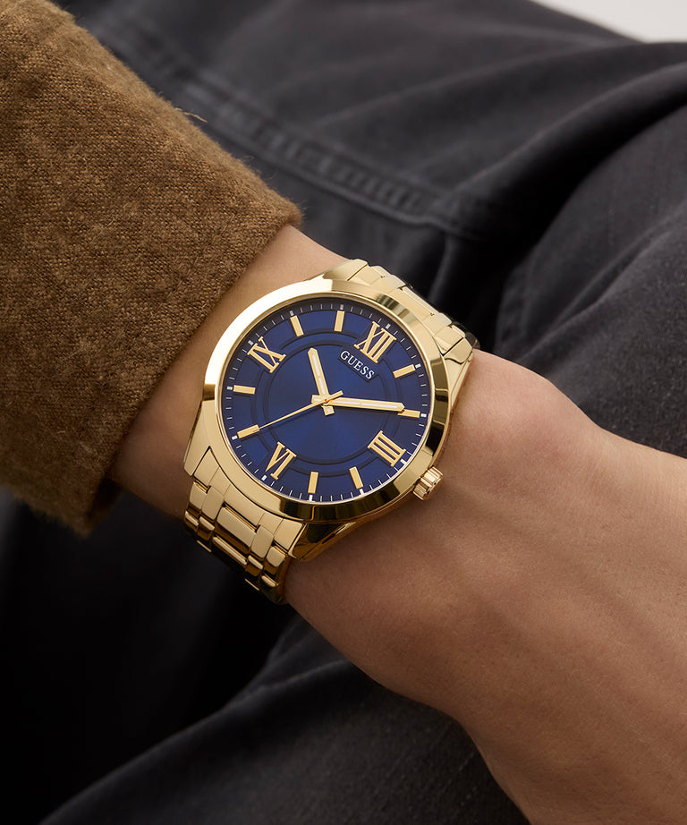 Guess Gents Elliot Gold Tone Blue Dial Analog 50M WR Watch - GW0893G5 GUESS Guess Gents Elliot Gold Tone Blue Dial Analog 50M WR Watch - GW0893G5 GUESS