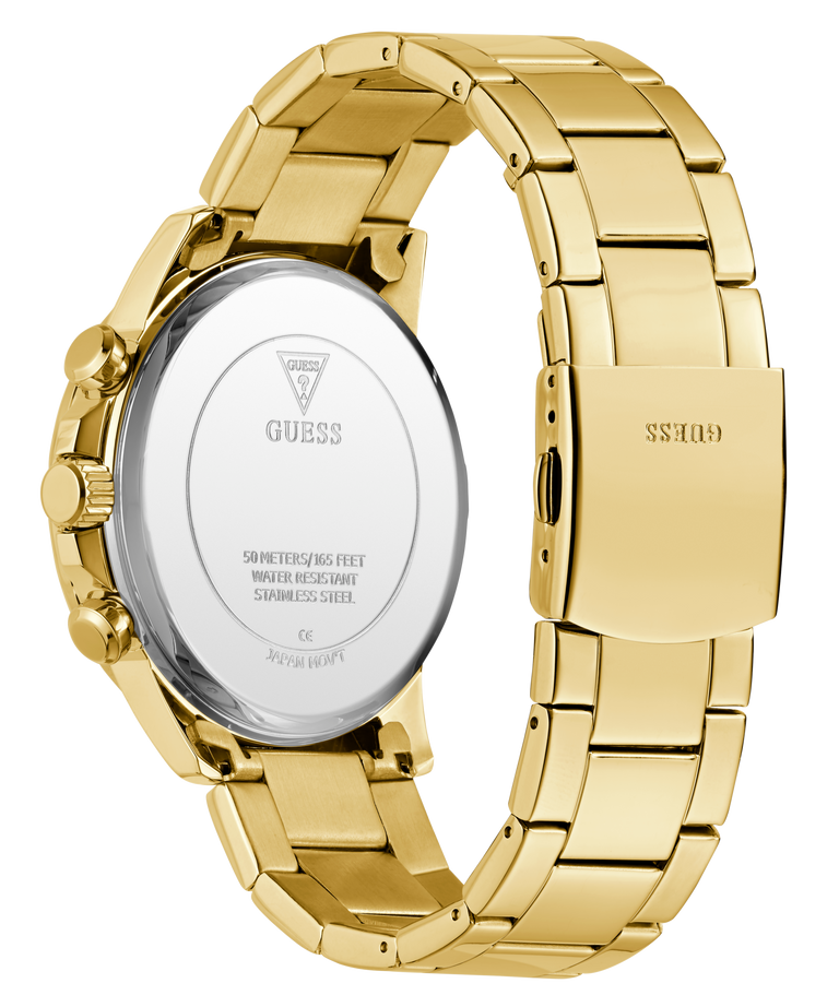 GW0900G3 GUESS Mens Gold Tone Multi-function Watch side and caseback