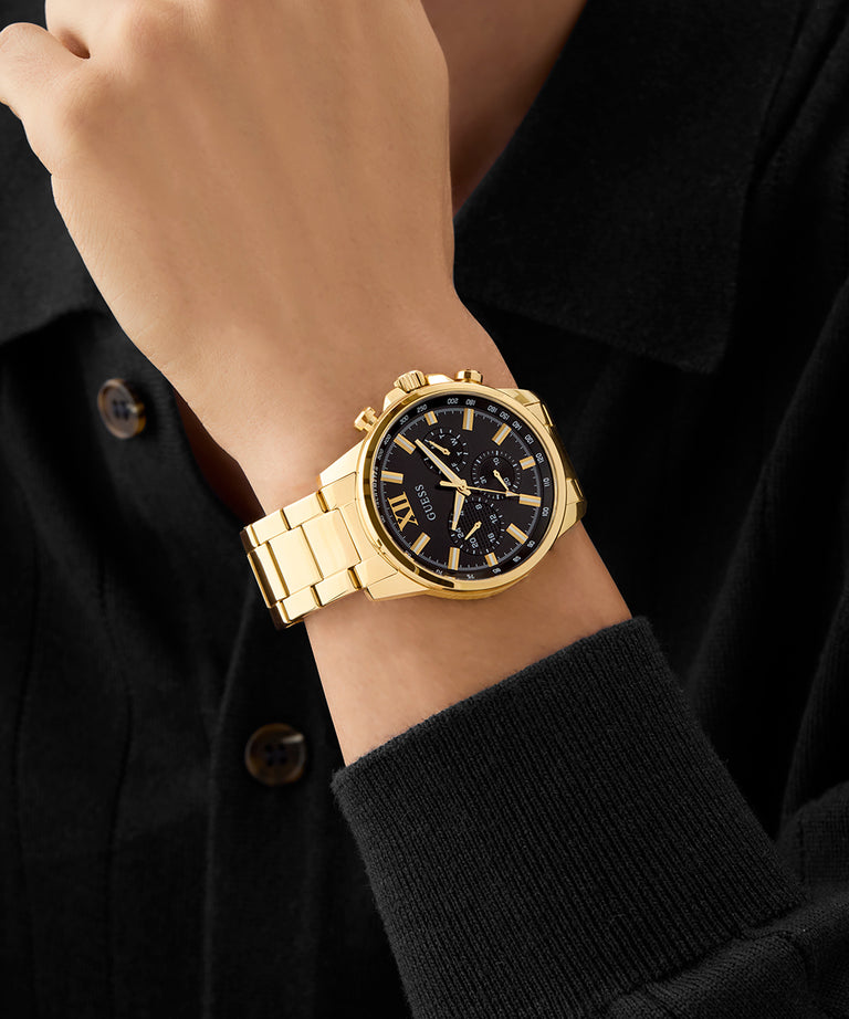 Guess Gents Walker Black Dial, Gold Tone Multi-Function Watch - GW0900G3 GUESS Guess Gents Walker Black Dial, Gold Tone Multi-Function Watch - GW0900G3 GUESS