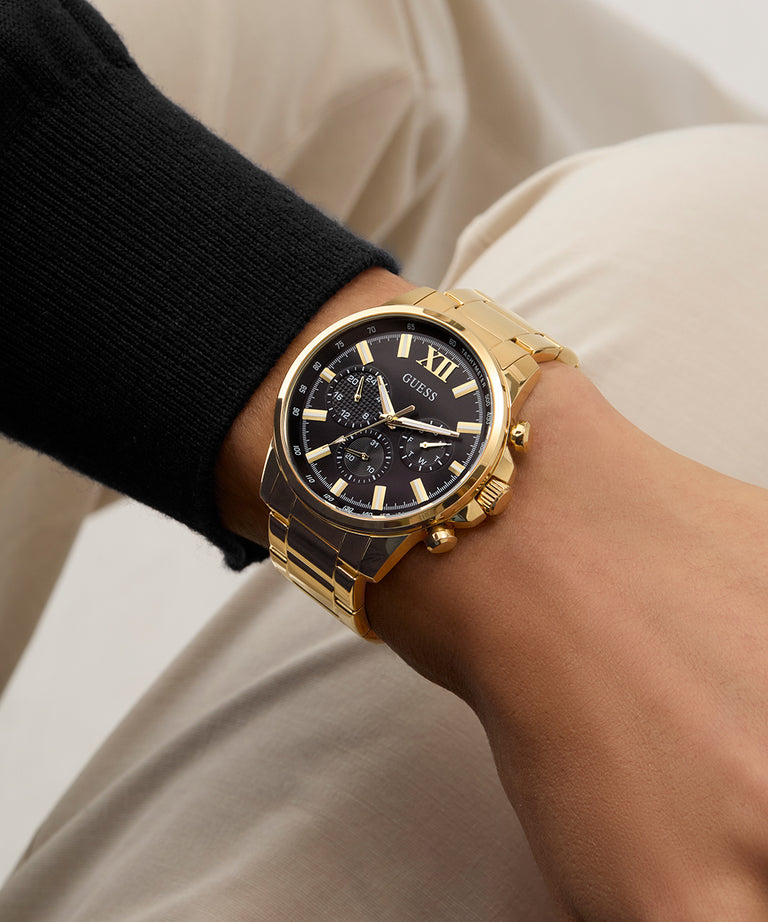 Guess Gents Walker Black Dial, Gold Tone Multi-Function Watch - GW0900G3 GUESS Guess Gents Walker Black Dial, Gold Tone Multi-Function Watch - GW0900G3 GUESS