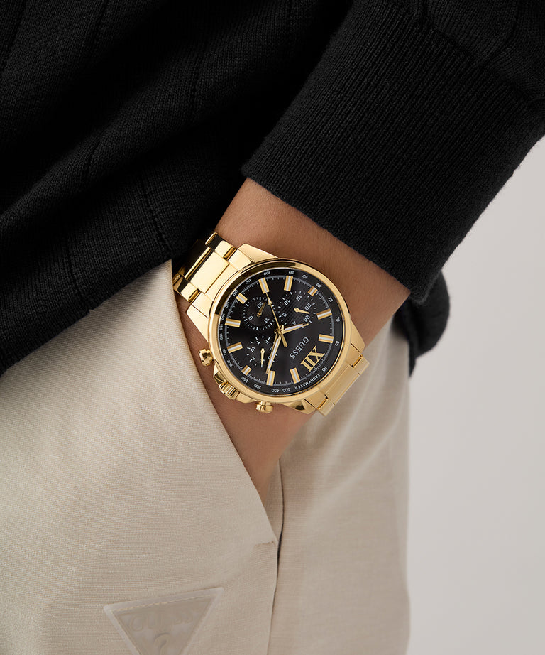 Guess Gents Walker Black Dial, Gold Tone Multi-Function Watch - GW0900G3 GUESS Guess Gents Walker Black Dial, Gold Tone Multi-Function Watch - GW0900G3 GUESS