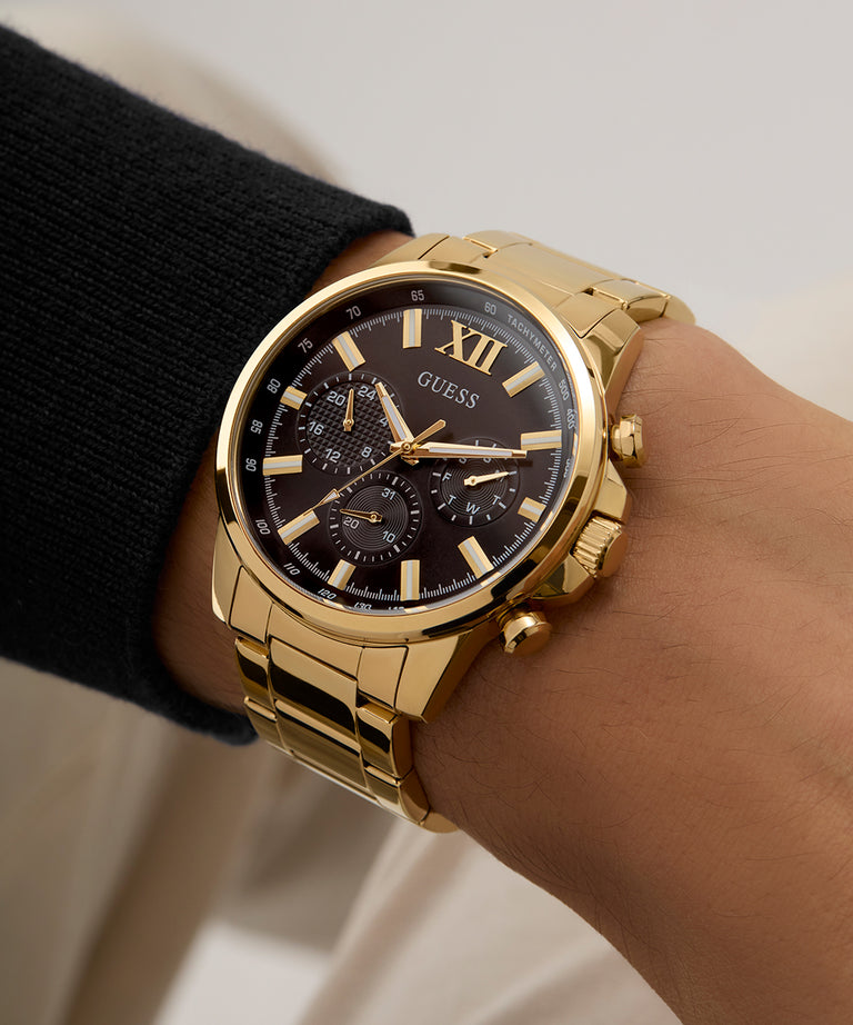 Guess Gents Walker Black Dial, Gold Tone Multi-Function Watch - GW0900G3 GUESS Guess Gents Walker Black Dial, Gold Tone Multi-Function Watch - GW0900G3 GUESS