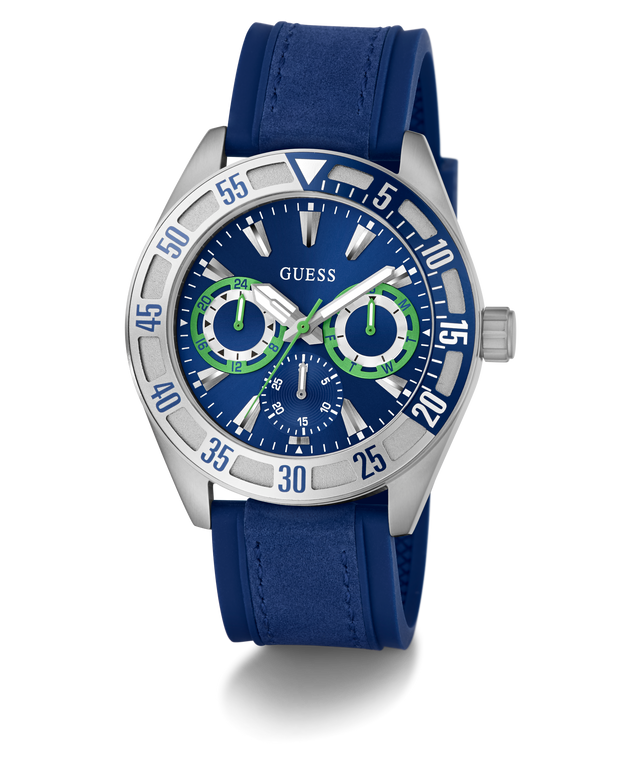 GUESS Mens Blue Silver Tone Multi-function Watch GW0903G1