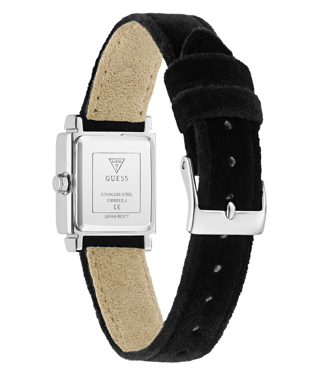 GUESS Ladies Black Silver Tone Analog Watch caseback