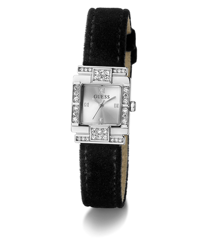 GUESS Ladies Black Silver Tone Analog Watch angle