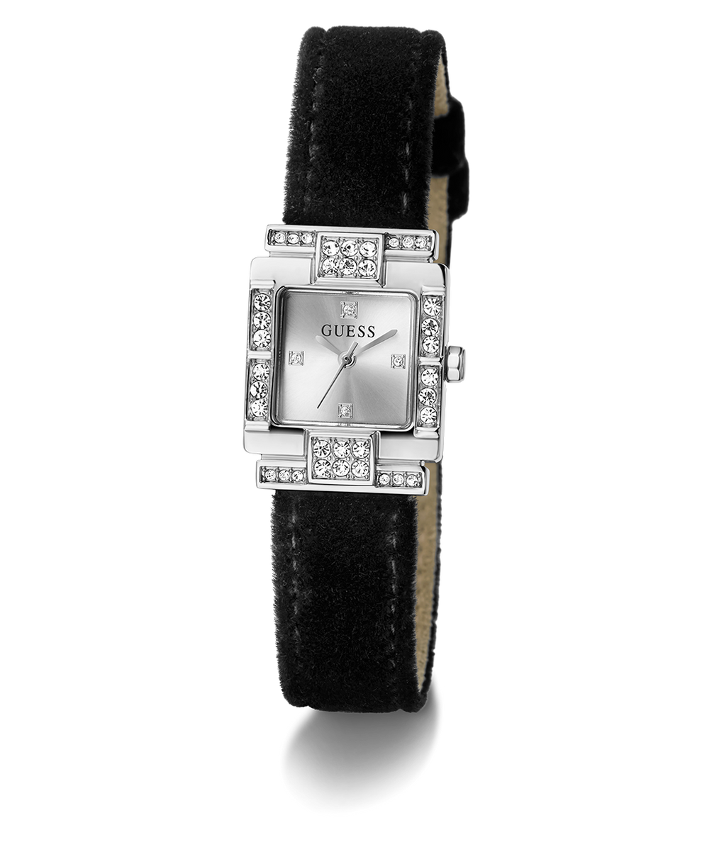 GUESS Ladies Black Silver Tone Analog Watch angle