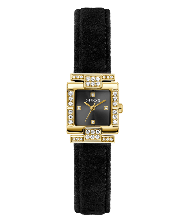 GUESS Ladies Black Gold Tone Analog Watch