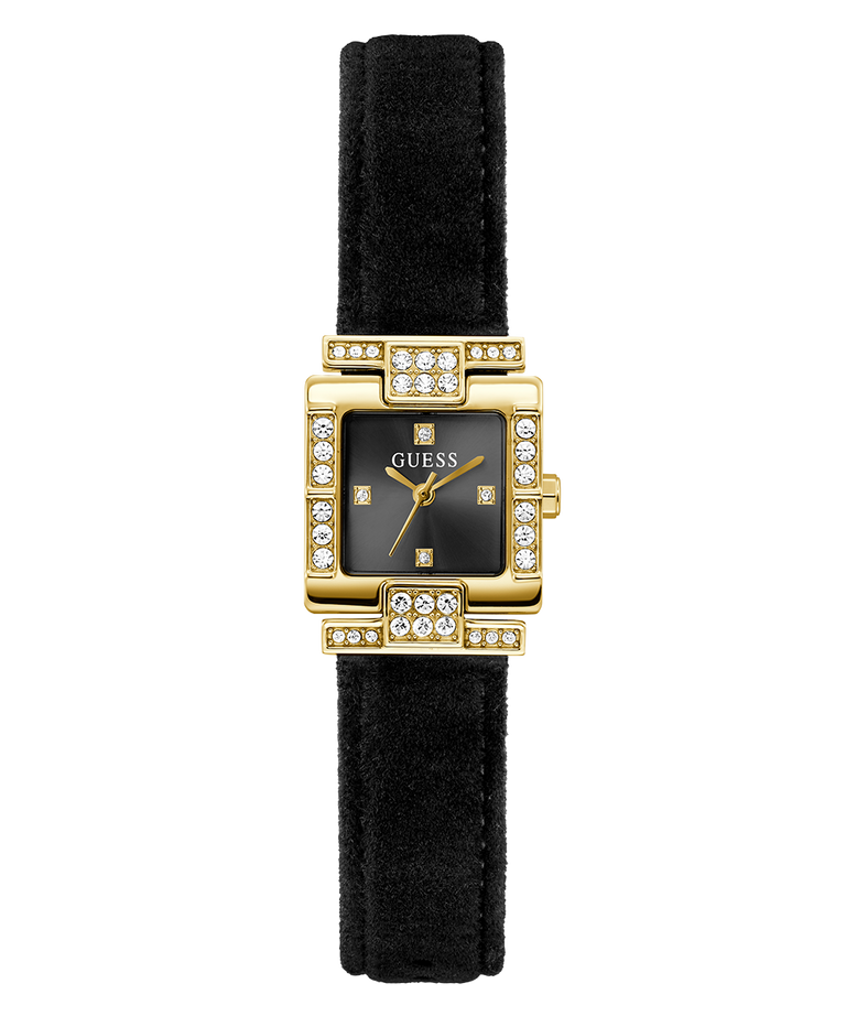 GUESS Ladies Black Gold Tone Analog Watch