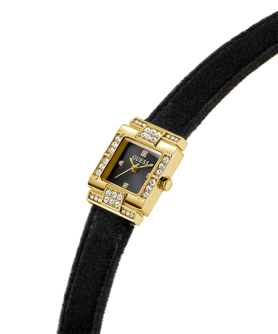 GUESS Ladies Black Gold Tone Analog Watch lifestyle