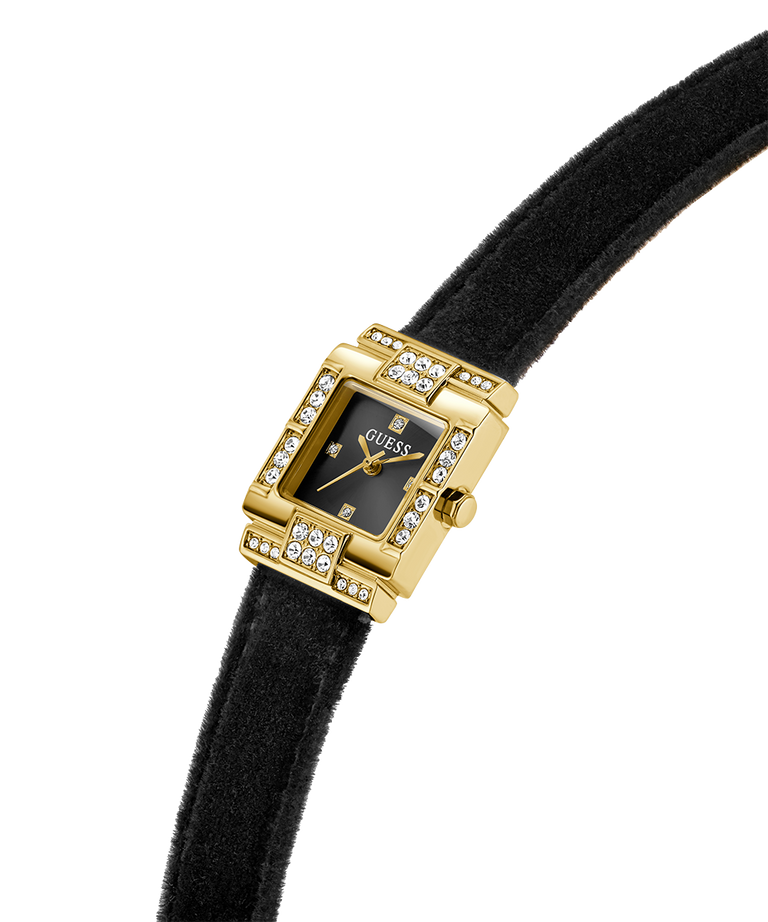 GUESS Ladies Black Gold Tone Analog Watch lifestyle
