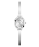 Silver watch with a visible brand logo on a white background