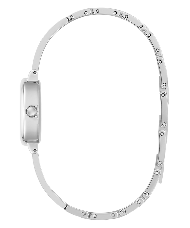 Silver watch with a white background