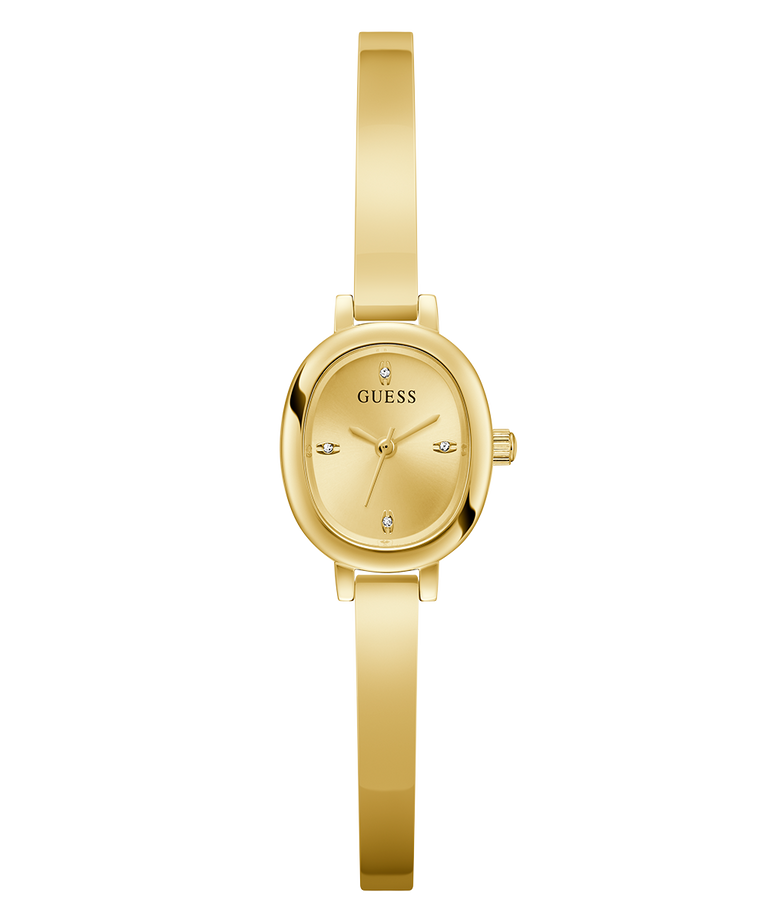 Gold watch with 'Guess' branding on a white background GW0924L2