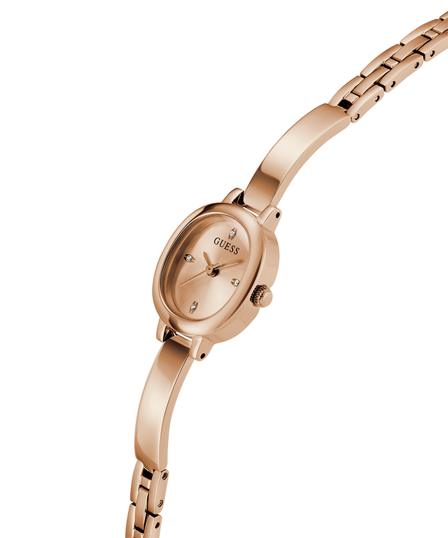 Rose gold watch with a white background  lifestyle