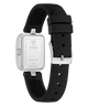 Black watch with a silver caseback and visible brand logo on a white background