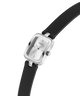 Guess watch with black strap and silver case on a white background lifestyle