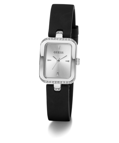 Guess watch with black strap and silver case on a white background GW0926L1