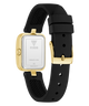 Black and gold watch with Guess logo on a white background