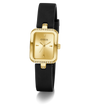 Gold Guess watch with black strap on a white background GW0926L2