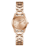 GUESS Ladies Rose Gold Tone Analog Watch with chain strap on a white background