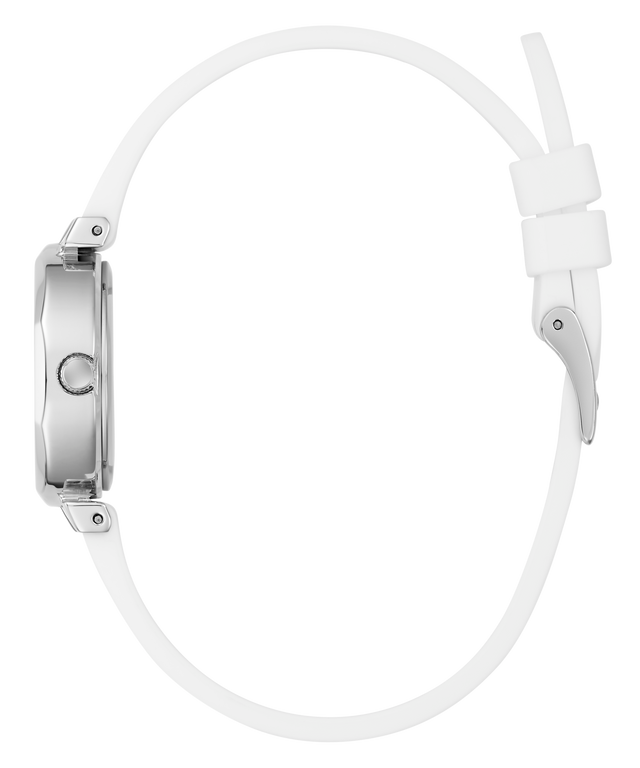 Side of GUESS Ladies White Silver Tone Analog Watch