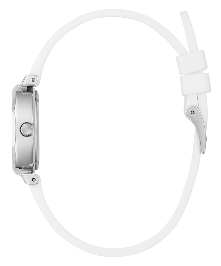 Side of GUESS Ladies White Silver Tone Analog Watch