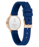 Guess watch with blue strap and gold case on a white background