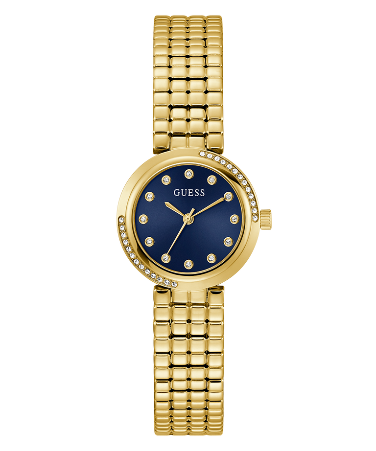 Gold watch with a blue face on a white background GW0930L4
